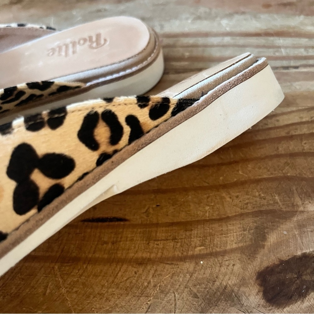 Rollie Slip On Madison Mule Leopard Calf Hair Leather Size 9 Tan Black Brown - Picture 7 of 16